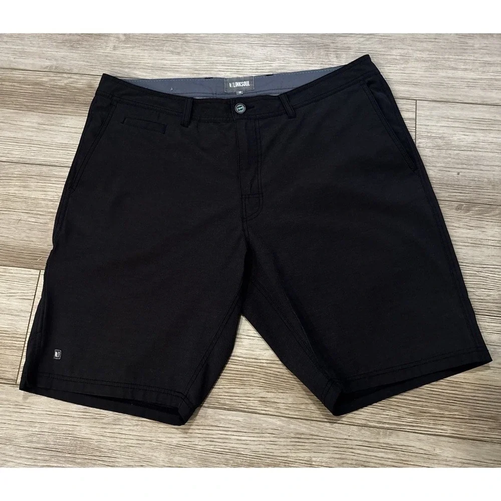 Linksoul Boardwalker Shorts Mens 38 Black Performance Stretch Chinos Golf Casual